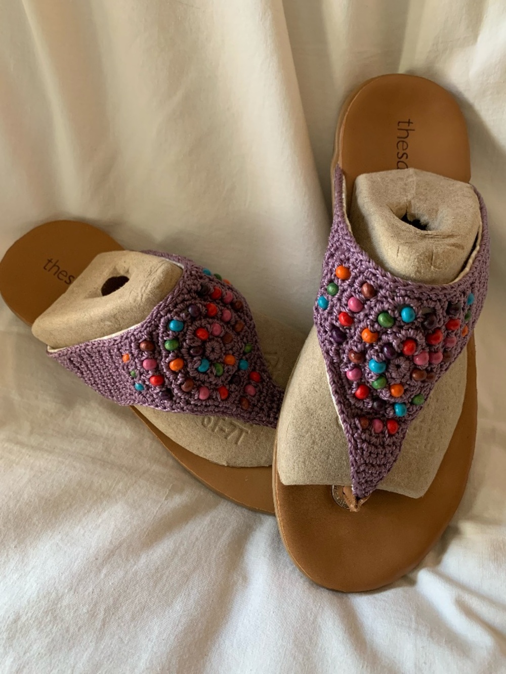 The Sak purple 'Shana Crochet Thong' T-strap sandals